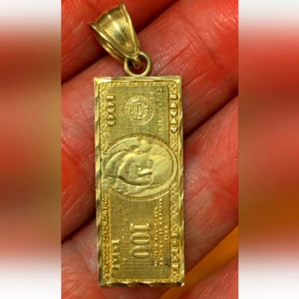 10k 100 bill pendant 1.5 inches long